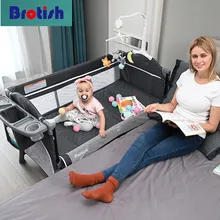 Cuna multifuncional para bebé, cama plegable con mesa de pañales, balancín, cama de juego para niños, soporte portátil, envío directo