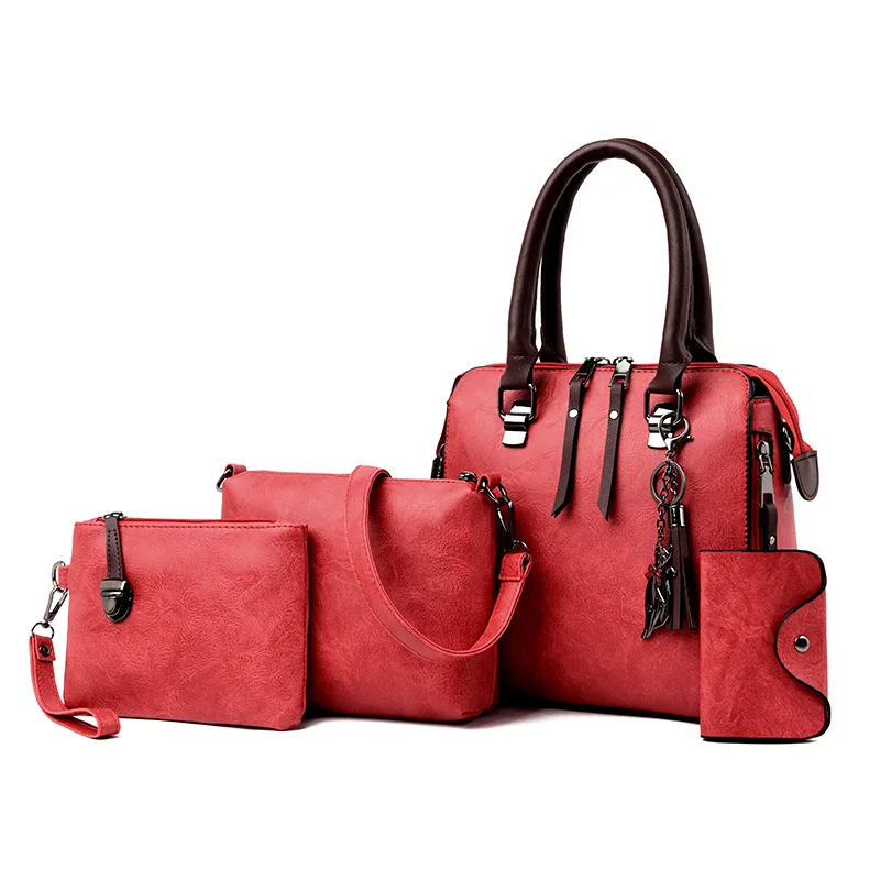 

2019 New Style Fashion Retro Stone Classic Four-piece Set Different Size Bags Korean-style WOMEN'S Bag Shoulder Hand