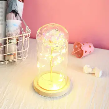 

1 Roses Beauty Romantic Immortality Gold Foil Rose Preserved Fresh Flower Rose Glass Cover Eternal Flower Valentine'S Day Party