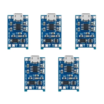 

5PCS 5V 1A Micro USB 18650 Lithium Battery Charging Board Charger Module+Protection Dual Functions TP4056