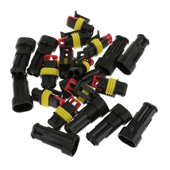 

10 Kit 2 Pin Way Sealed Waterproof Electrical Wire Connector Plug Terminal