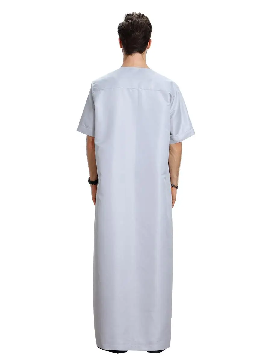 Дубай Арабский мужской Тобе Dishdasha короткий рукав Thawb Thoub мусульманский abaya Daffah кафтан халат платье Jubba одежда ислам Ближний Восток