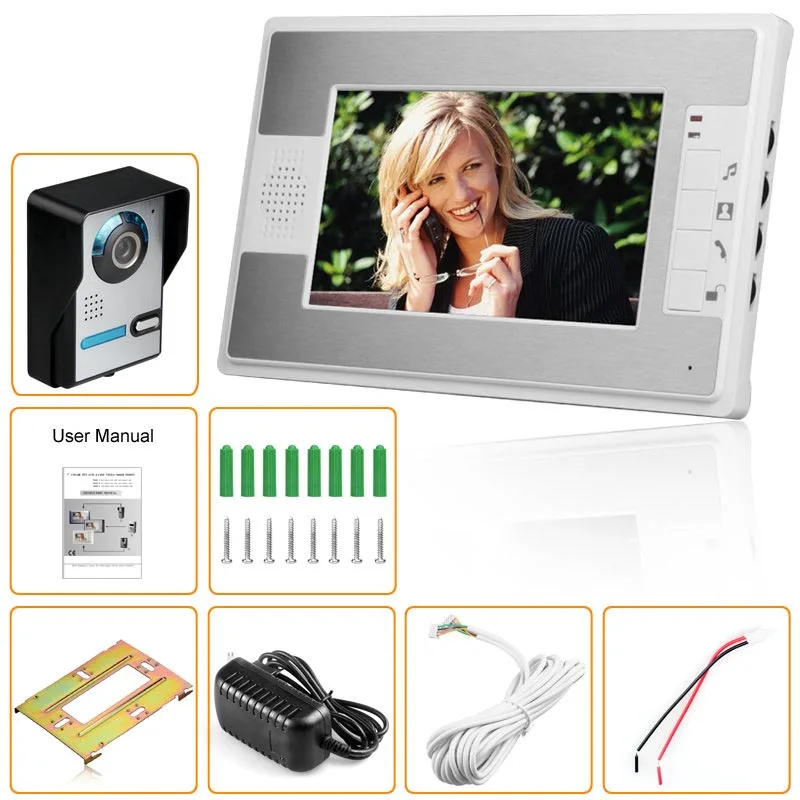Видеодомофон 7 ''TFT lcd Проводной Видео дверной телефон система внутренний монитор 1000 TVL Открытый IR-CUT камера Поддержка разблокировки