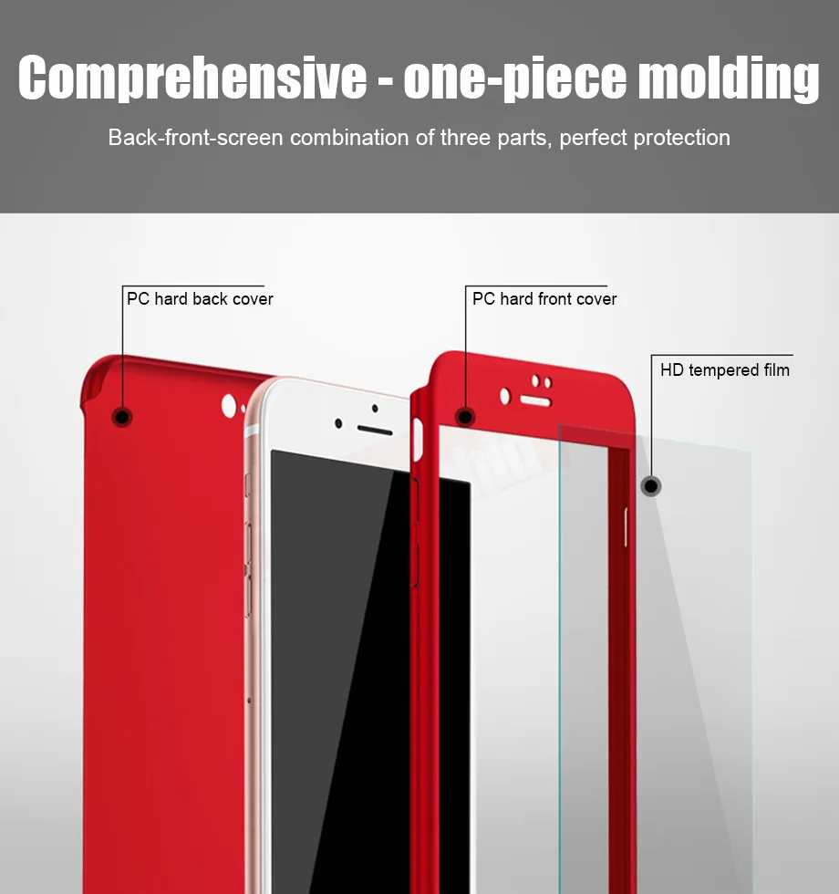 6-PC-For iPhone 6 6s Case 360 For iPhone 7 8 Plus X 10 Case