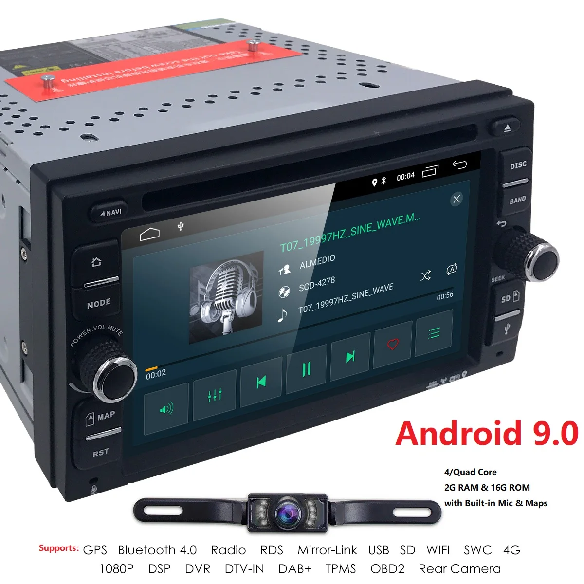 Perfect Quad Core Android 9.0Car dvd Multimedia player universal video 2din audio for nissan xtrail Qashqai juke 2G+16G gps navigation 4