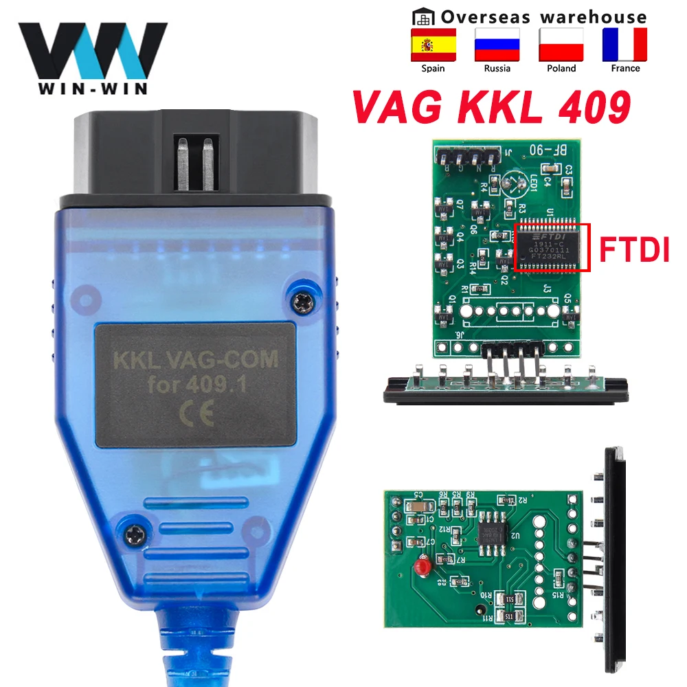 Vag 409 Kkl Vag Kkl 409.1 Fiatacuscan Ftdi Car Ecu Obd Obd2 Diagnosztikai Kábel Vw/Audi/Skoda/Seat Scan Tool -Hoz 4 Way Switch