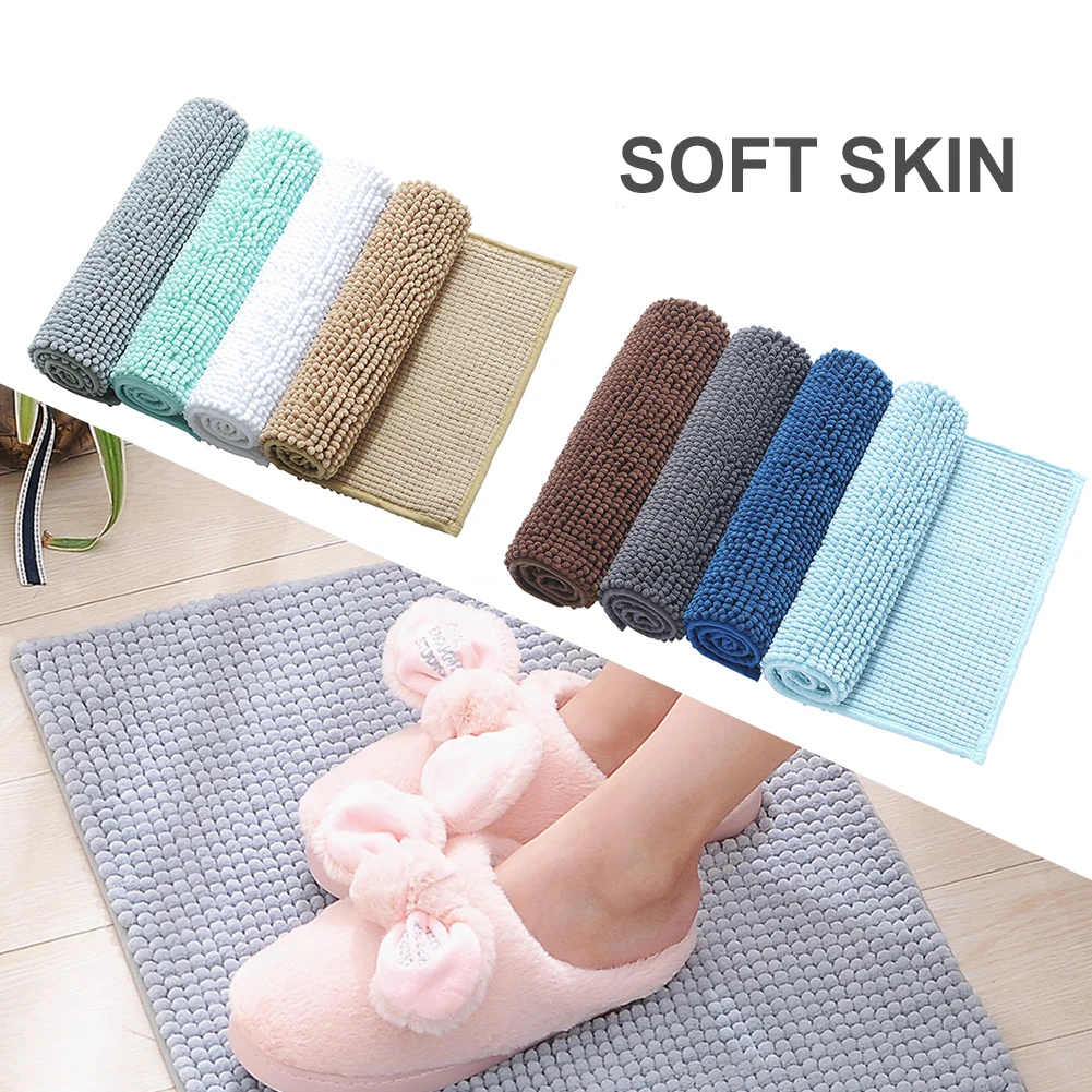 Впитывающий нескользящий короткий плюшевый коврик из синели для ванной комнаты(40 × 60 см