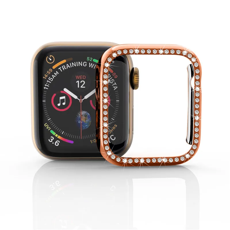 Чехол со стразами для Apple Watch Series 5 4 3 2 1 38 мм 42 мм чехол s для Iwatch 5 4 40 мм 44 мм аксессуары для часов Романтический защитный чехол