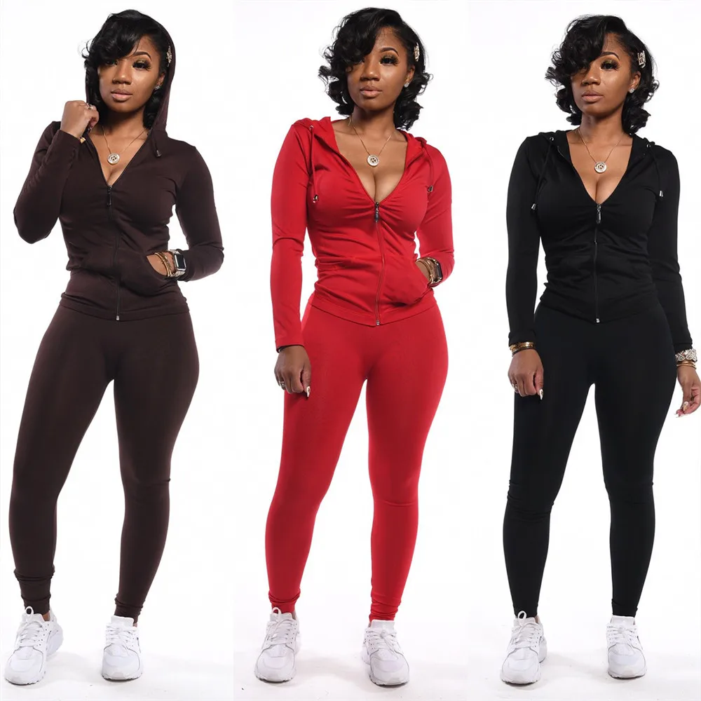 Fall Gym Suits Ladies Sport Hoodie Tracksuit Two Piece Pants Set Sexy Jogger Outfits Long Sleeve Plus Size Women Clothing