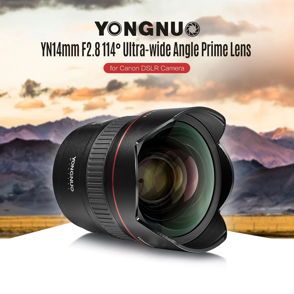 YONGNUO YN14mm F2.8 Ultra-wide Angle Prime Lens Auto/ Manual Focus 114° Diagonal Angle for Canon DSLR Camera