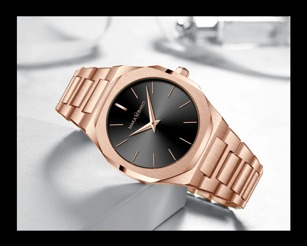 Новое поступление Япония Mov't Розовое Золото Топ бренд класса люкс простой дизайн 30 м водонепроницаемые Модные розовое золото сталь часы для женщин