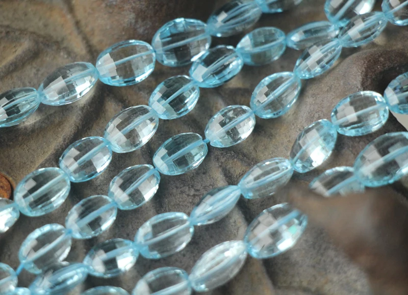 AA loose beads BLUE TOPAZ FLAT OVAL faceted 9-12mm 25cm for DIY jewelry making FPPJ wholesale nature | Украшения и аксессуары