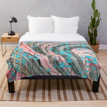 

Soft Blanket for Bed Sherpa Flannel Fleece Blanket Home Travel Sofa Soft Throw Blanket Pink And Blue Block Party Art By Sharon C