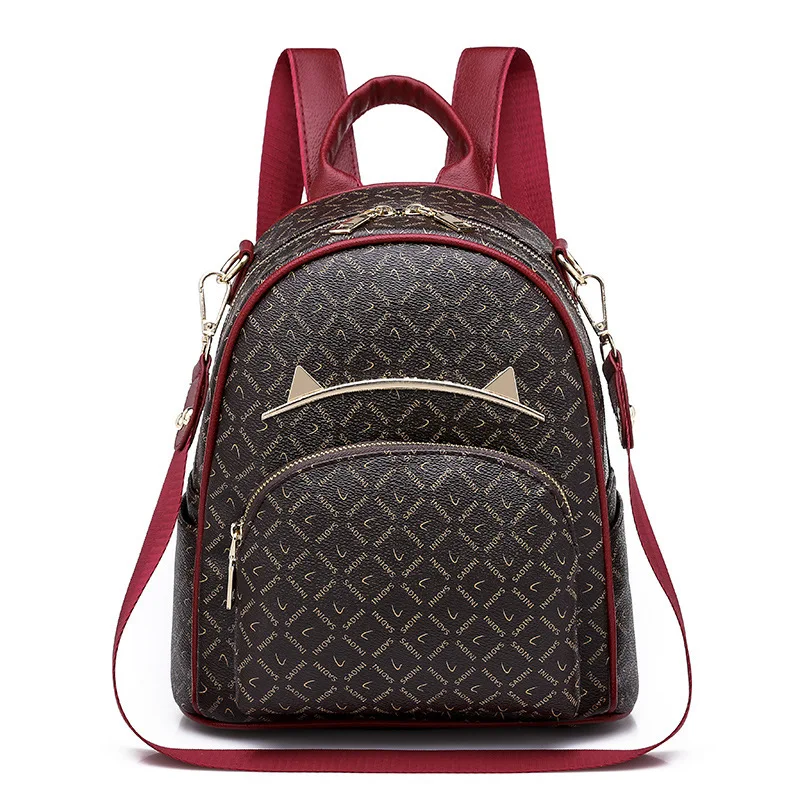 

Vintage Mini Back Bag Women Branded Designer Girl's Backpack Fashion Printing PU Leather School Bags for Students