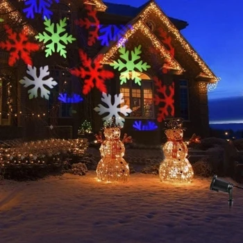 

New Decoration LED Snowflake Projector Light Multicolor Snowflake Outdoor Waterproof Landscape Lamp(EU Plug)