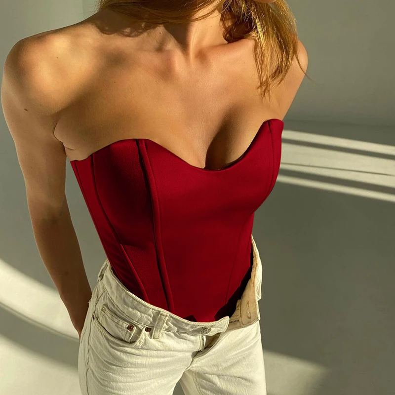 Women Tube Tops Exposed Navel Off-the-shoulder Strapless Wrap