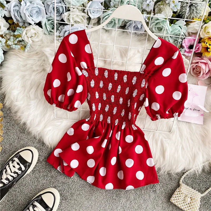 polka dot square neck top