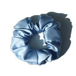 Luxurious 100% Pure Mulberry Silk Large Hair Scrunchies (3.5cm Baby Blue)