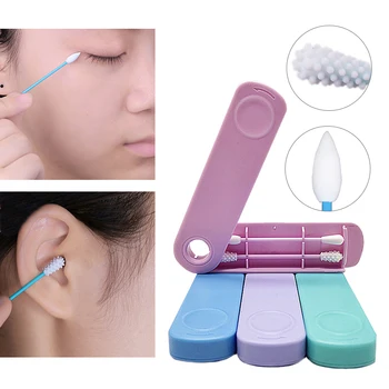 

2Pcs/Box Double Head Reusable Cotton Swab Multi-function Portable Ear Cleaning Makeup Swabs Cosmetic Cleaning Tool