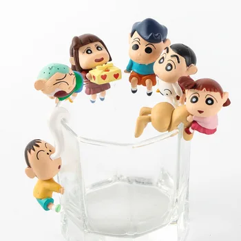 

6pcs/lot Cosplay Japan Anime Crayon Shin-chan Cup edge Nowara Shinnosuke PVC Action Figure Model Doll Toys For Kids Gifts