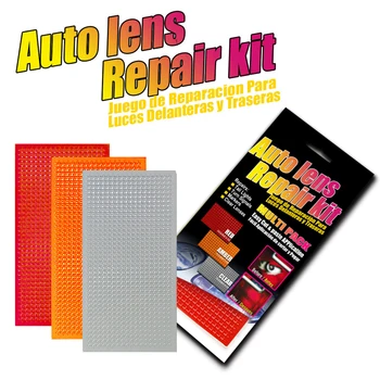

Car Auto Lens Repair Kit DIY Grid Pattern Car Headlights Taillight Repair Tool Set Car Lights Crack Repair Film Polish Red Amber