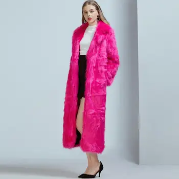 

Luxury Elegant Faux Fur Winter Coats Fashion Women Outwear Long Sleeves Warm Coat Plush Jacket Long Overcoat