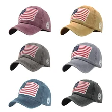 Baseball Cap Retro Washed American Flag Letter Embroidered Cotton Hat Headwear Outdoor Sports Wear