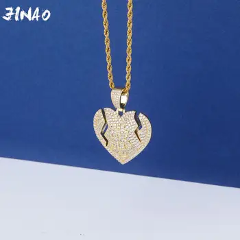 

JINAO New Heartbroken dolla Pendant With 4mm Tennis Chain Cuban chain Silver color Iced Out Cubic Zircon Hip Hop Rock Jewelry