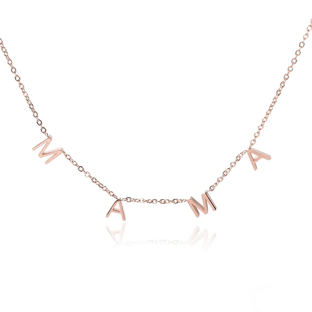 Simple Mama Letter Pendant Necklaces For Mother Golden Stainless Steel Mom Name Choker Necklaces Collier Charming Mother's Gifts a3