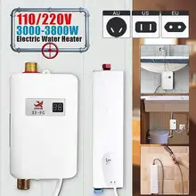 3800 Вт Электрический водонагреватель Ванная комната Кухня мгновенный проточный водонагреватель Температура дисплей нагрева душ Универсальный 110/220V