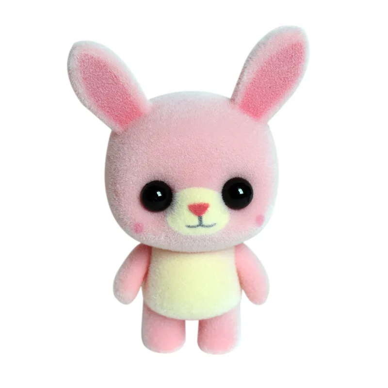

Couple Cartoon Plastic Flocking Doll Pink Adorable Rabbit Plush Doll Birthday Gift Jewelry