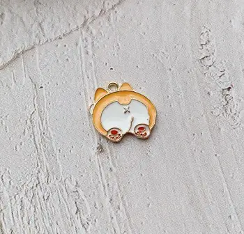 

New lot 100pcs Cartoon corgi dogs cute DIY Key chain Metal Charm Pendants Jewelry Making DIY gifts