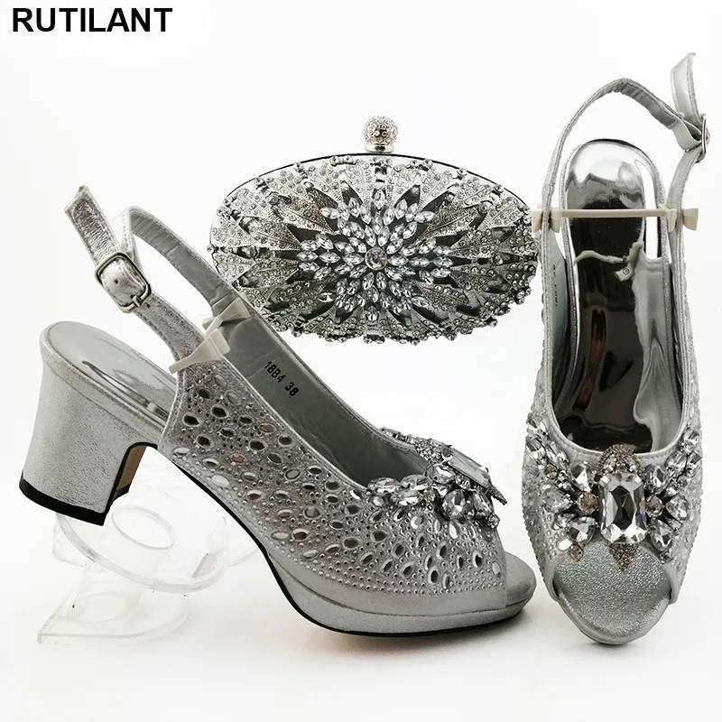 

Fashion Italian Women Wedding Pumps with Purse Italy Shoes and Bags Set for Woman Nigeria Party Shoe Bag Set Color Italian