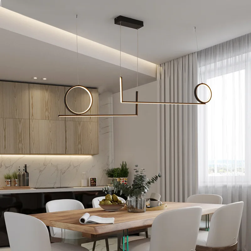 

Modern Simple Aluminum LED Pendant Light Dining and Cafe Hanging Lamp White or Black Kitchen Light Fixture Living Room Pendant