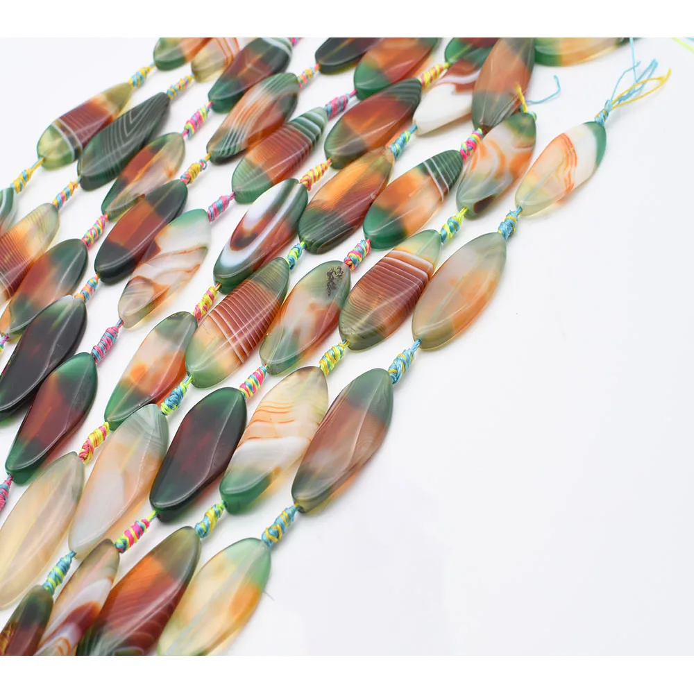 2strands/lot Smooth Oval green glossy agate natural stone beads made DIY necklace jewelry 15