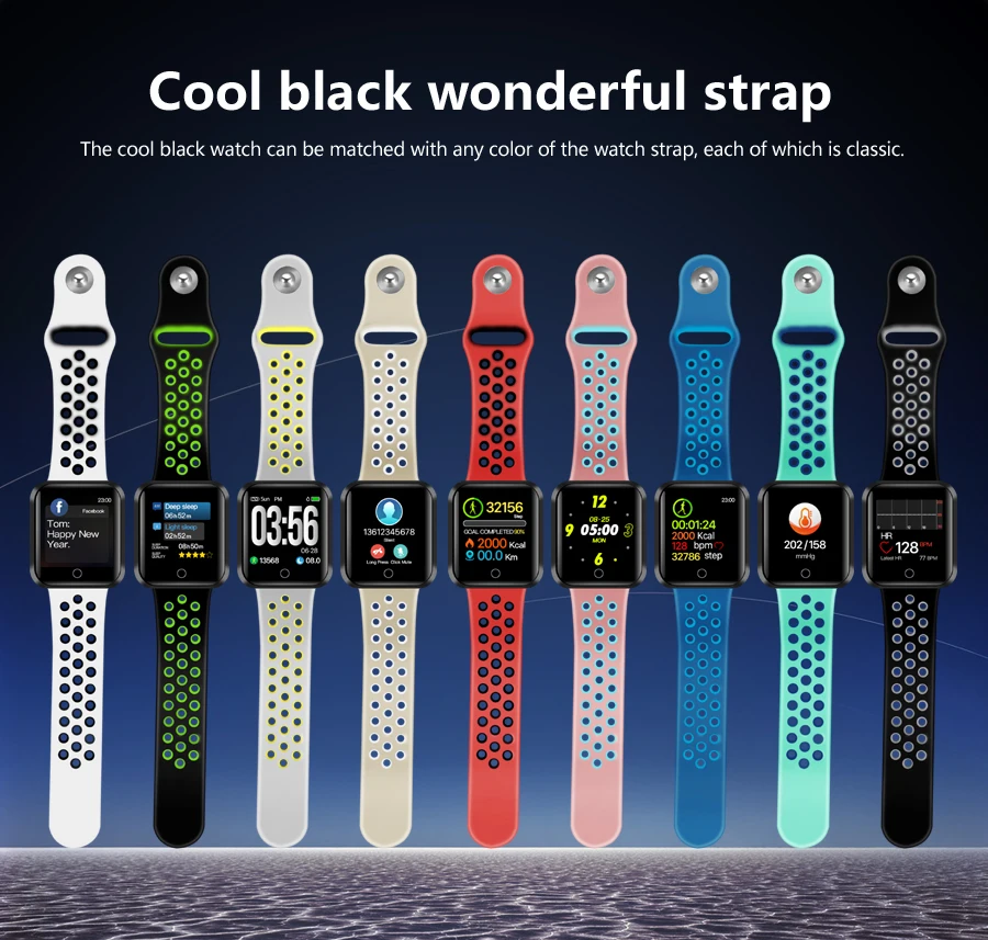 

New S226 smart watch Heart Rate Monitor Fitness Tracker band Color Screen Sport Smartwatch for IOS Android VS P70 P68 Y6pro