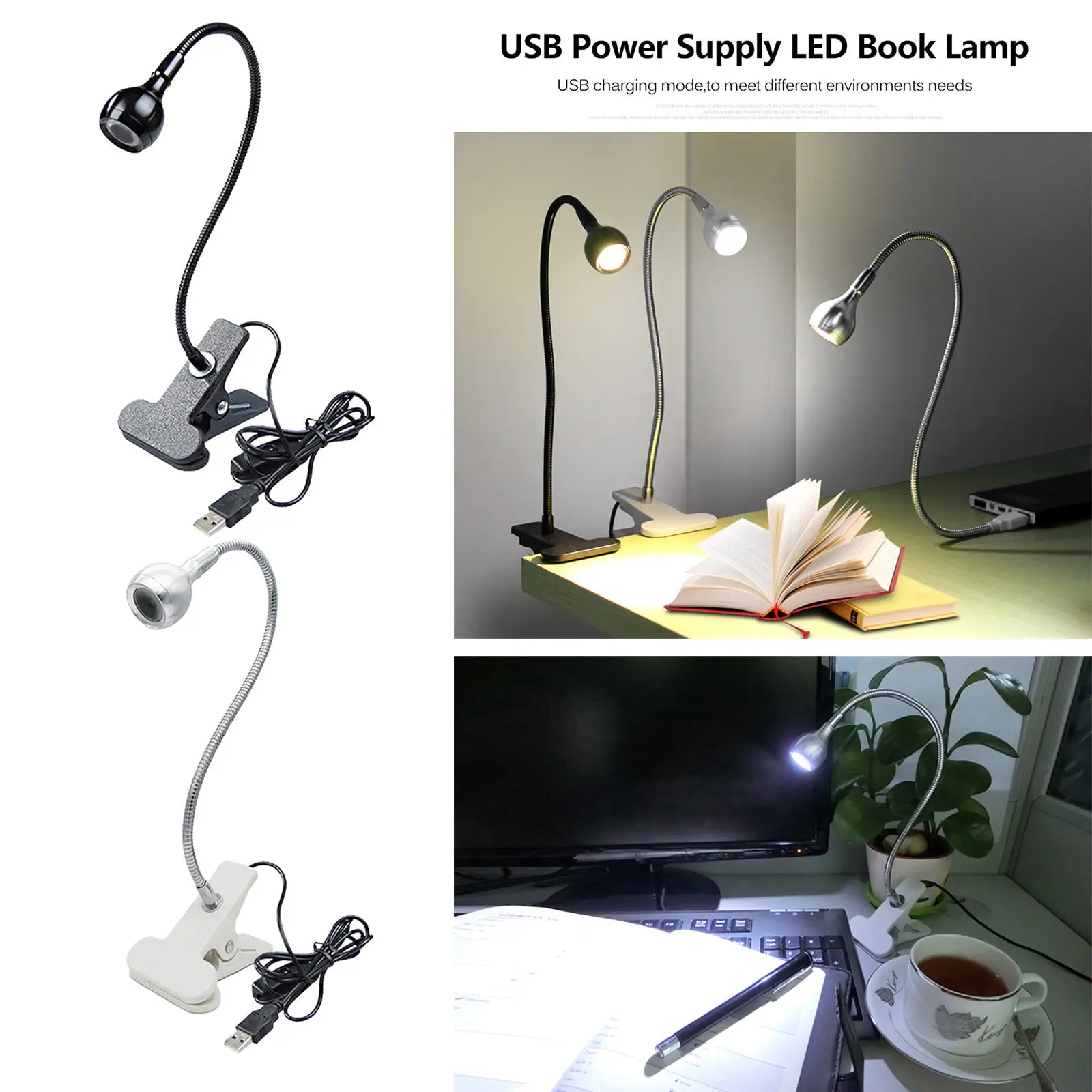 LED Desk Lamp Eye-Caring Metal Swing Arm with Clamp 4 Brightness Dimmable Light Table Lamps for Home Office | Лампы и освещение