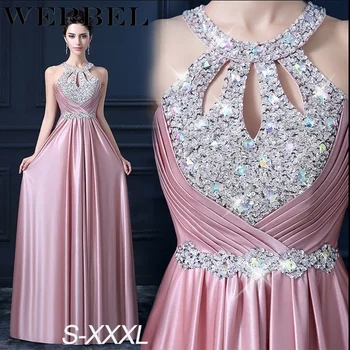 

WEPBEL Womens Evening Dress Floor-length Satin Sexy Formal Prom Party Gowns Elegant Long Dresses