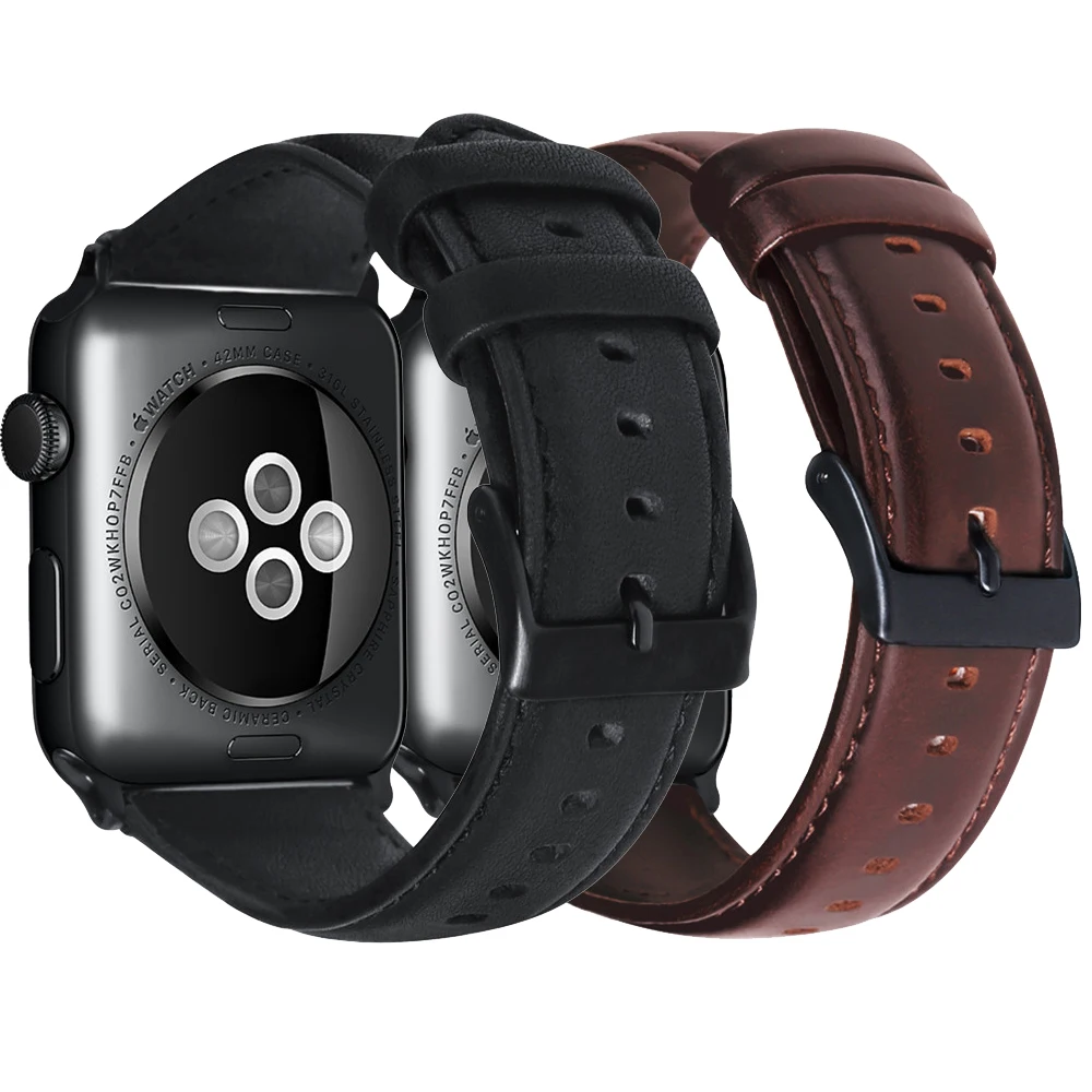 Ремешок Crazy Horse для apple watch 38 мм 42 iwatch 4 5 3 2 1 браслет 40 44 из натуральной кожи