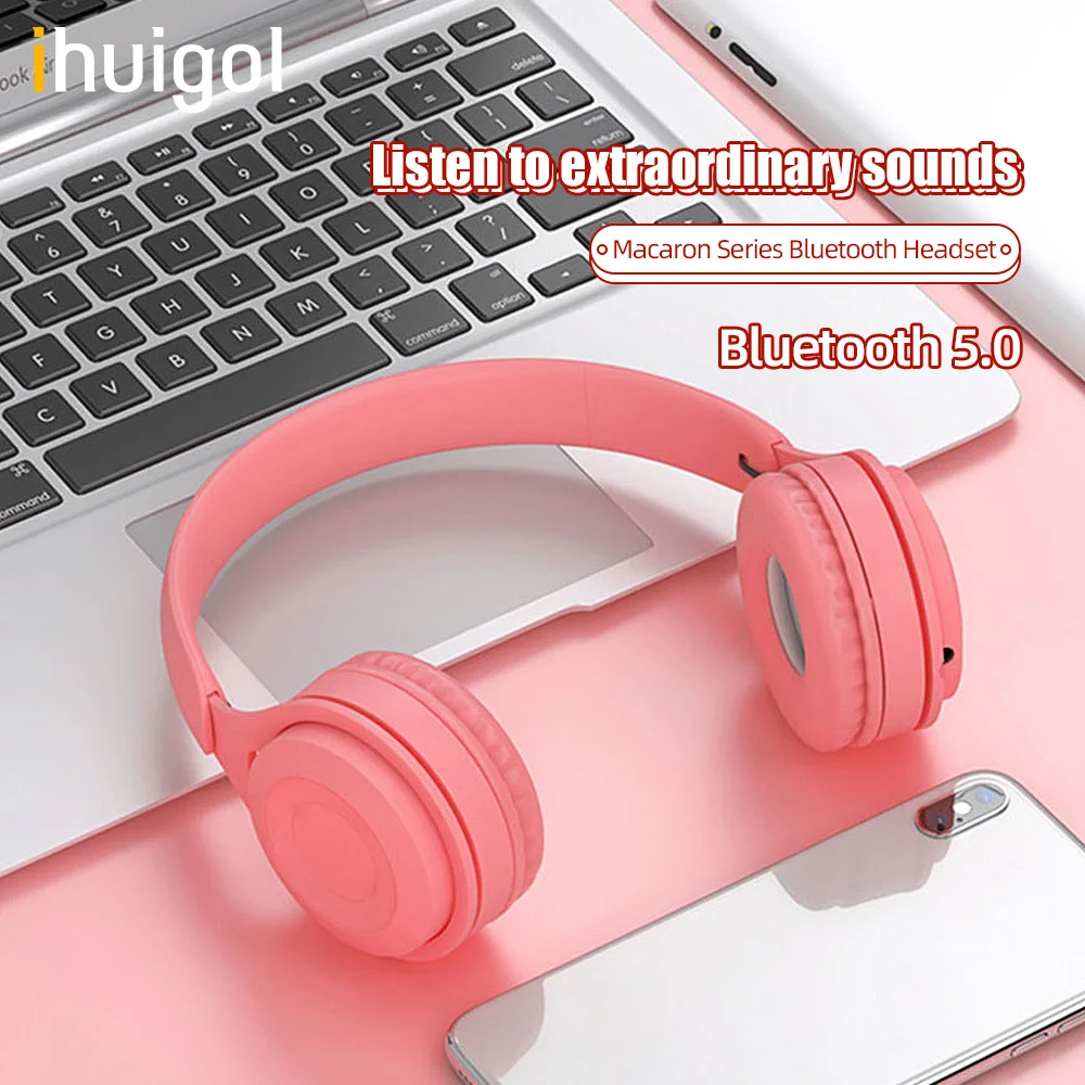 ihuigol Wireless Bluetooth 5 0 Headphones Earbuds HiFi Stereo Surround Earphone For iPhone Samsung Headsets With Mic AUX TF Card