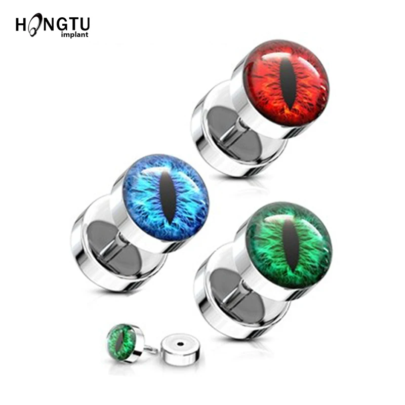 2 шт глаза из нержавеющей стали серьги Поддельные беруши плоти тоннель манометры