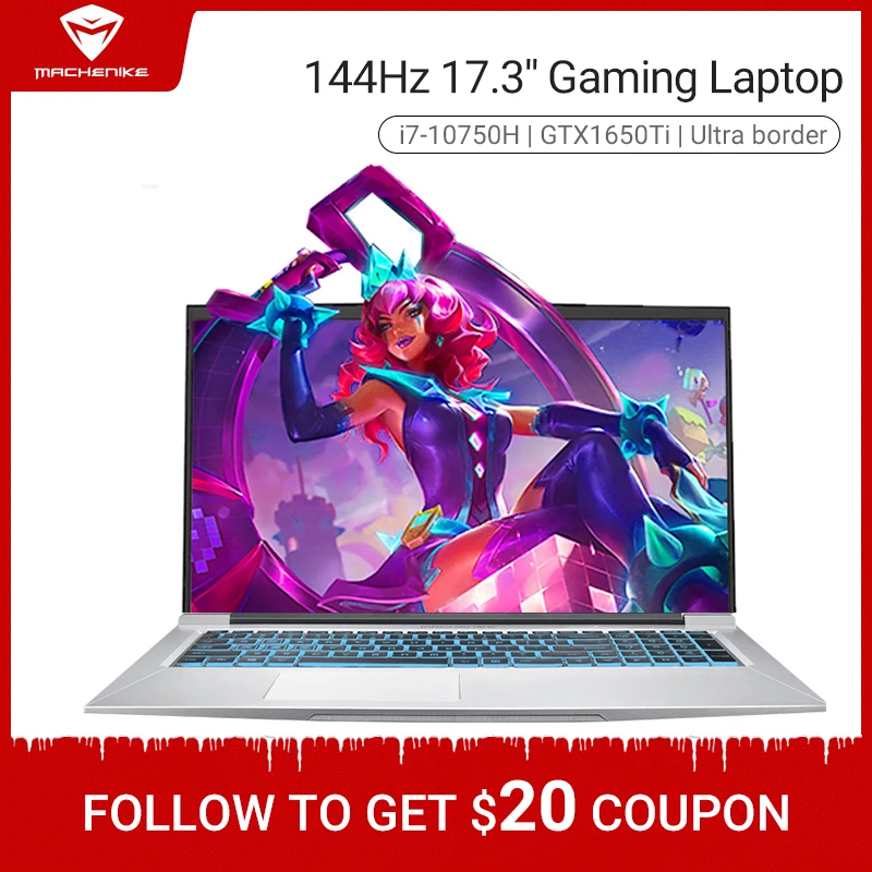 Ноутбук Machenike игровой ноутбук 2020 дюйма i7 10750H GTX1650Ti 8 Гб ОЗУ 512 SSD 17 3 дюймов ультра