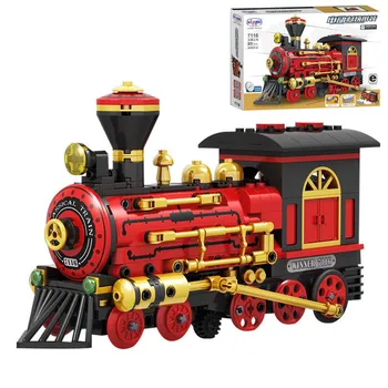 

DIY 378PCS Building Blocks 7116 7117 for Assembled Electric Tank Destroyer Classical Train Education Bricks Toy for Kids