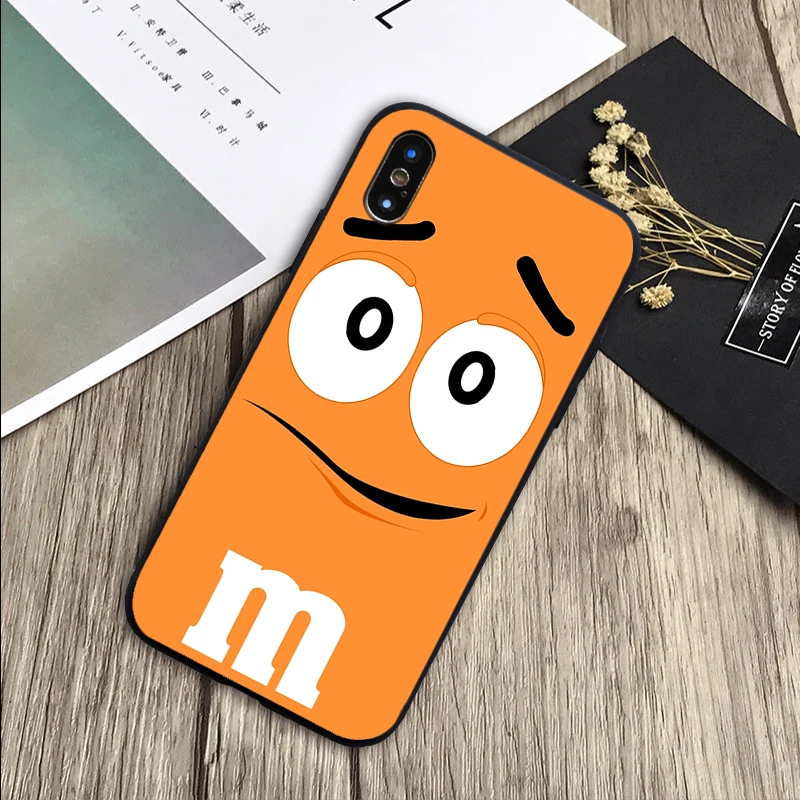 Милый M& M'S шоколадный конфетный чехол мягкий силиконовый черный чехол для телефона X XR XS Max для iPhone 6 6plus 7 8 plus 5 5S SE - Цвет: H19072310-11.jpg