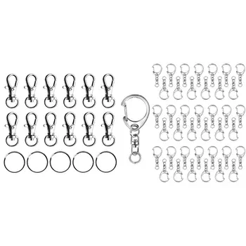 

50Pcs Key Ring Key Chain D-Snap Hook Split Keychain with 200Pcs Key Ring Clips Hooks and Split Ring