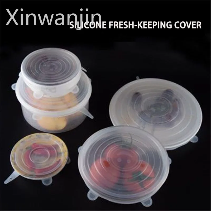 

6Pcs Kitchen Universal Accessories Silicone Reusable Food Wrap Bowl Pot Cover Silicone Stretch Lids Cooking Cookware Tools