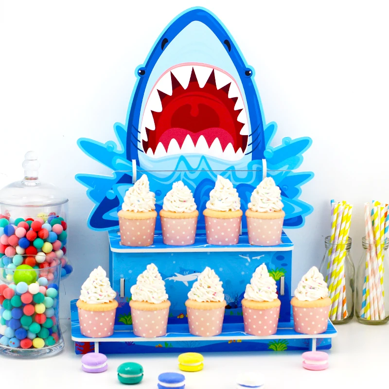 Dining & Entertaining Serveware 3 Tier Baby Shark Cardboard Cupcake