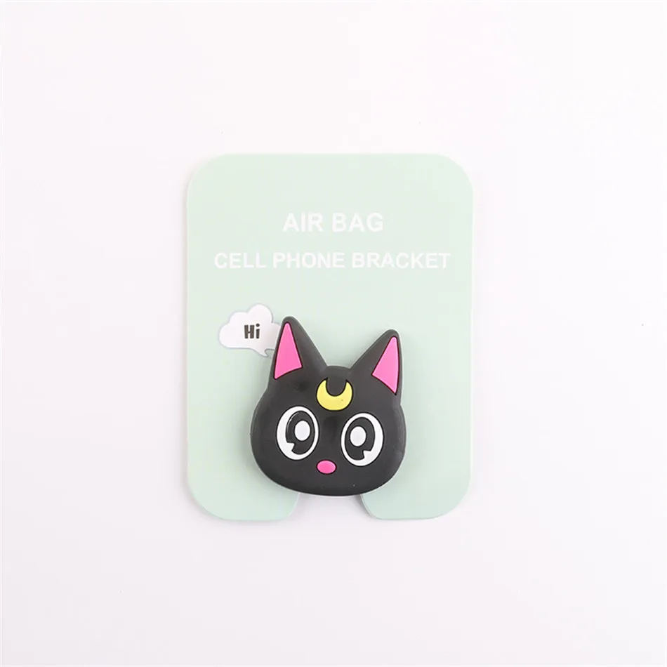 Universal Cartoon Cute Airbag Phone Ring Desktop Support Mobile Phone Holder Lazy Stand For iPhone 11 Pro Huawei Samsung Xiaomi - Цвет: Black cat Luna