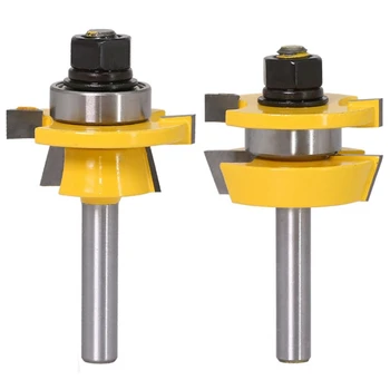 

2PC 8mm Shank Rail & Stile Router Bit Set Door Router Woodworking Cutter Tenon Cutter for Woodworking Tools
