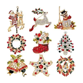

9-Pack Multicolor Christmas Brooch Pin Set Christmas Decoration Jewelry Gifts